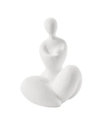 Danya B Hans White Abstract Mother Embracing Child Matte Ceramic Sculpture