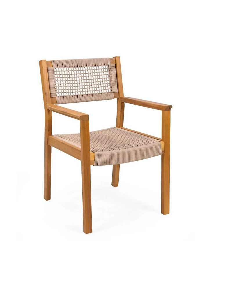 Streamdale Furniture Teak and Rope Dining Chairs (Set of 2) Sleek and Durable for Indoor or Outdoor Use