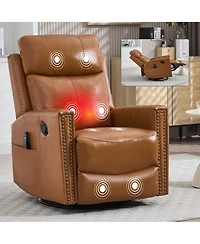 Streamdale Furniture Orange Leather Heat Massage Rocker Recliner