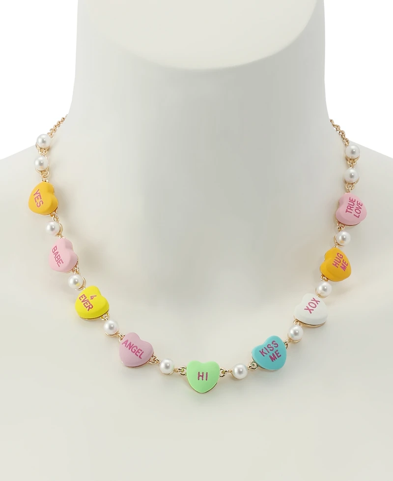 Betsey Johnson Faux Cultivated Pearl Sweetheart Collar Necklace