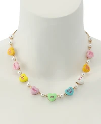 Betsey Johnson Faux Cultivated Pearl Sweetheart Collar Necklace