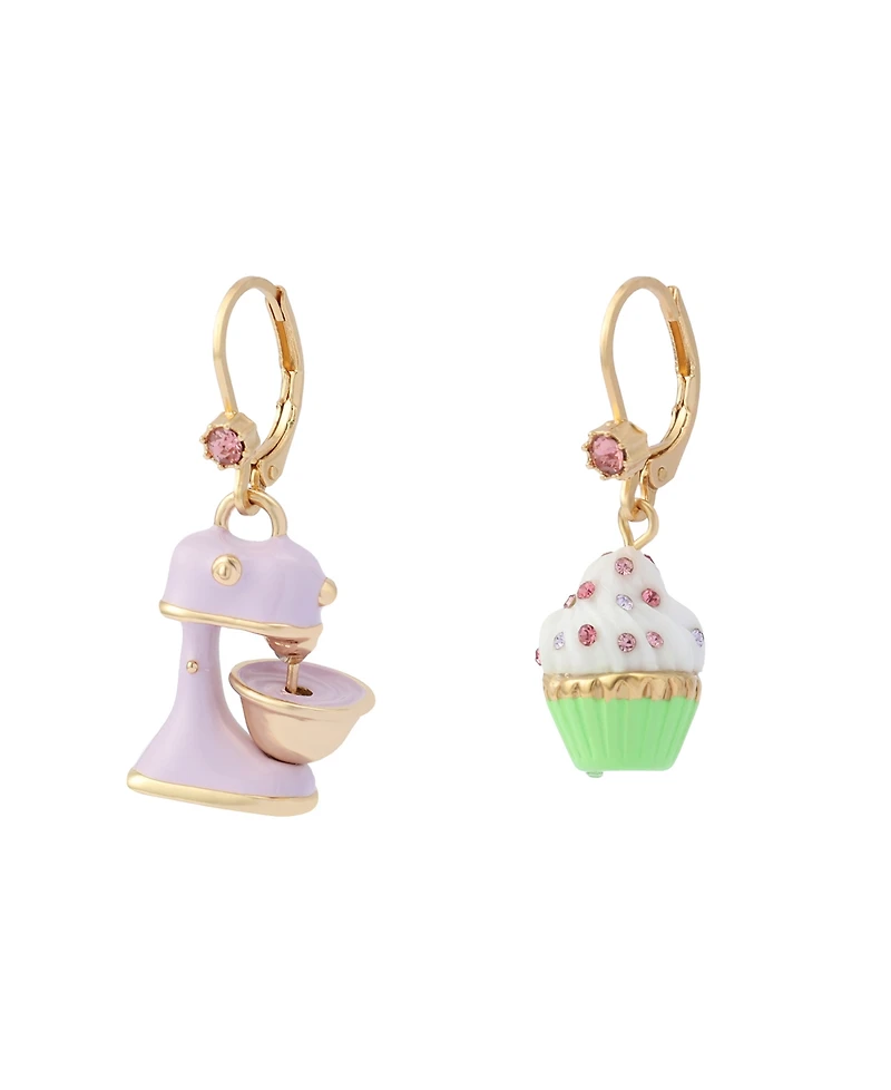 Betsey Johnson Faux Stone Sweetheart Cupcake Mismatch Drop Earrings
