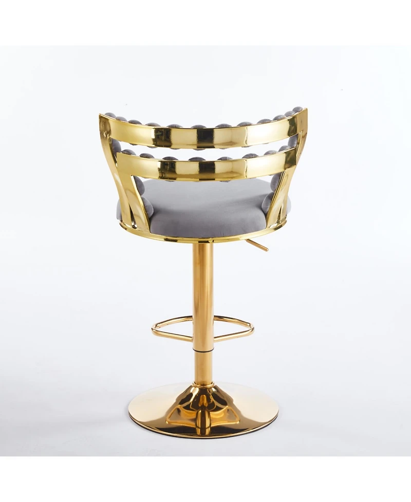 Streamdale Furniture Modern Grey Bar Chairs (Set of 2) Golden Legs