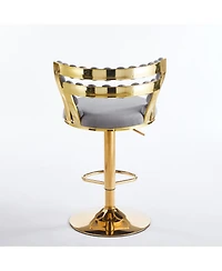 Streamdale Furniture Modern Grey Bar Chairs (Set of 2) Golden Legs