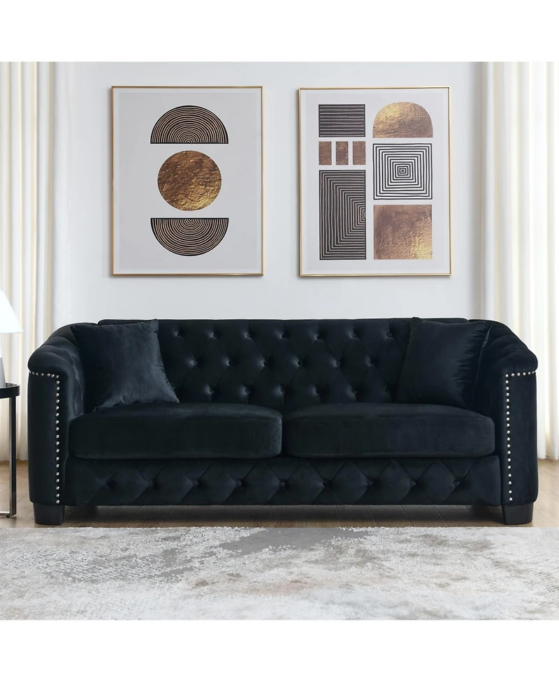 Streamdale Furniture Streamdale 3-seater + 3-seater Combination sofa.Velvet black