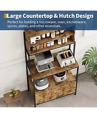 gaomon 68" 6-Tier Kitchen Bakers Rack with Outlet, Storage Cabinet & Shelves, Industrial Microwave Stand & Coffee Bar Station