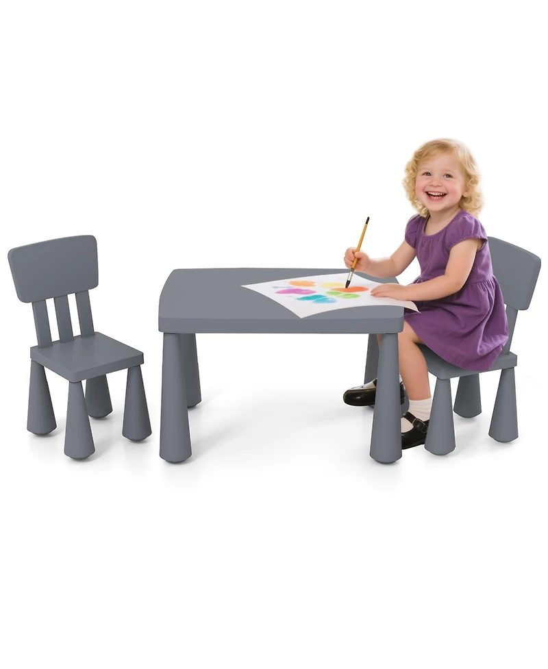 Gymax Kids Table & 2 Chairs Set Toddler Activity Play Dining Study Desk