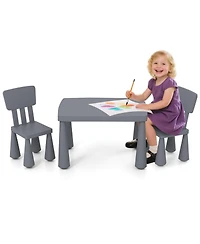 Gymax Kids Table & 2 Chairs Set Toddler Activity Play Dining Study Desk