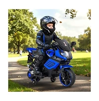 Hongge Kids Electric Ride On Motorcycle with Training Wheels and Realistic Driving Features