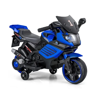 Hongge Kids Electric Ride On Motorcycle with Training Wheels and Realistic Driving Features