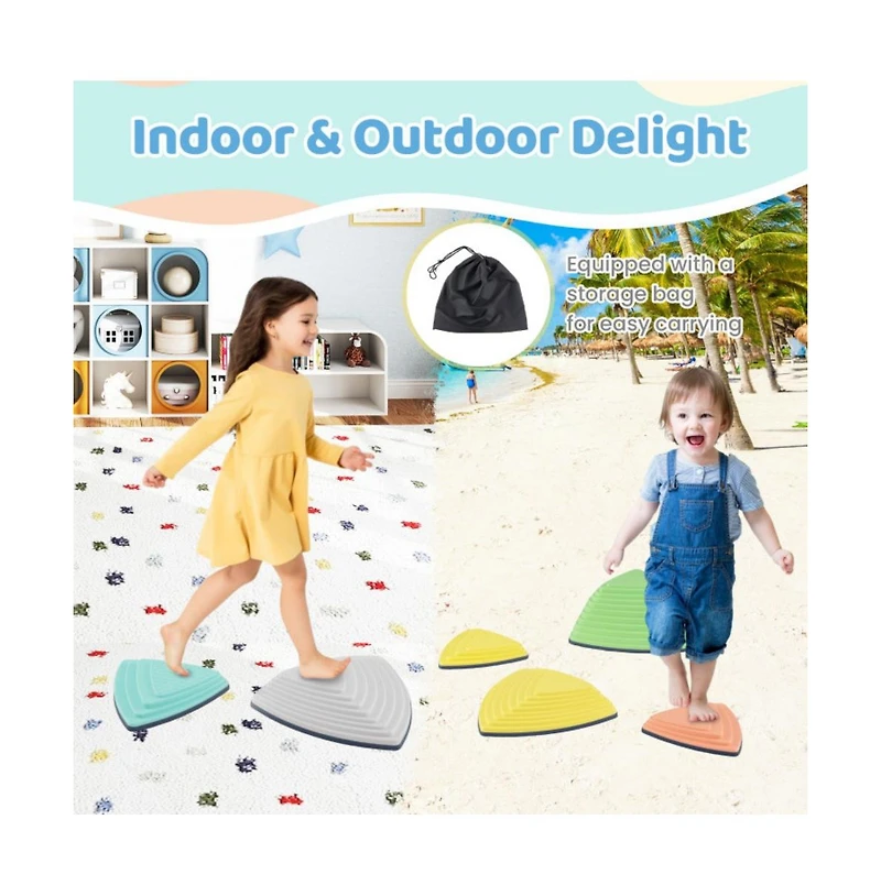Kids Balance Stepping Stones Set of Six with Textured Surface and Motor Skill Training