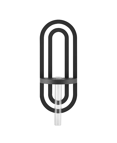 Danya B Jacob Modern Black Metal Double Oval Frame Clear Glass Wall Mounted Vase