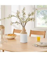 Danya B Nora Kanna Bottle Two Tone Tabletop Vase - White and Beech