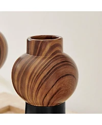 Danya B Milo Slickpin 2 Piece Two Tone Tabletop Vase Set - Black and Walnut