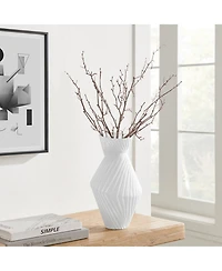 Danya B Eos White Ribbed Angular Glass Tabletop Vase