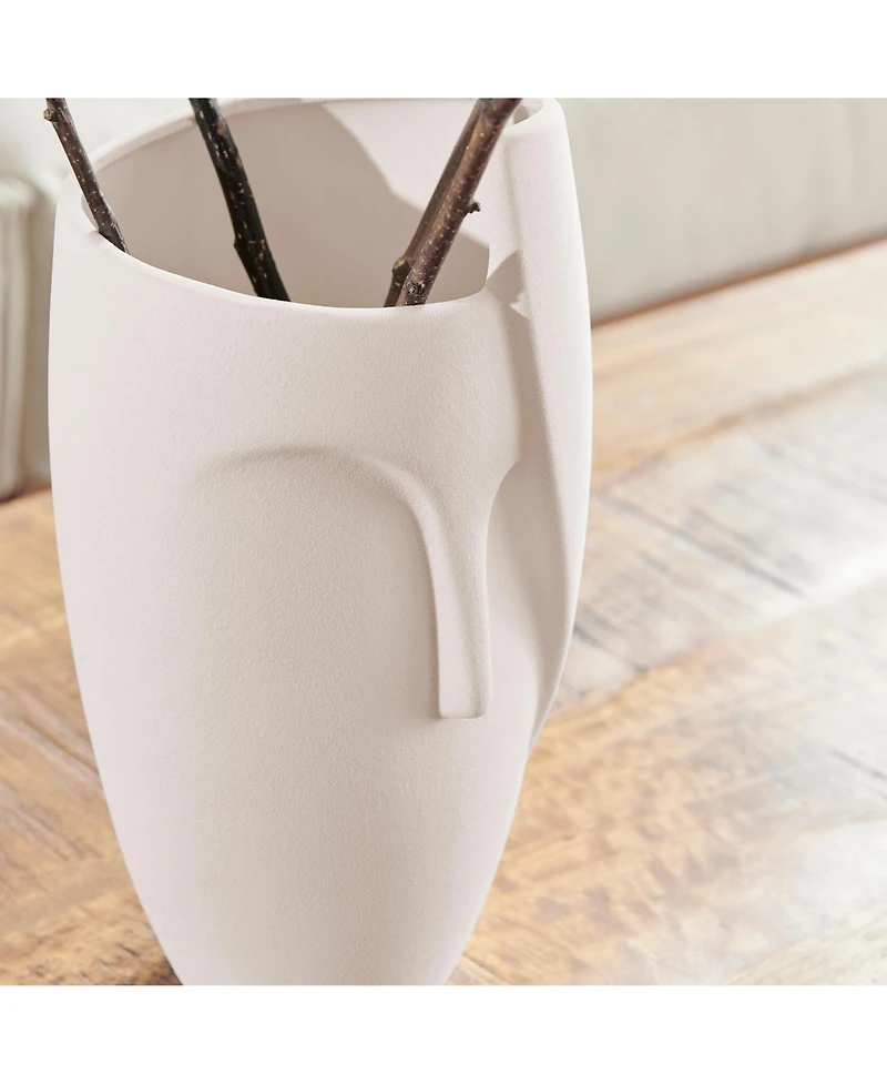 Danya B Hans Ansit White Abstract Face Matte Ceramic Sculpture Planter Vase