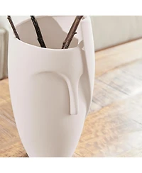 Danya B Hans Ansit White Abstract Face Matte Ceramic Sculpture Planter Vase