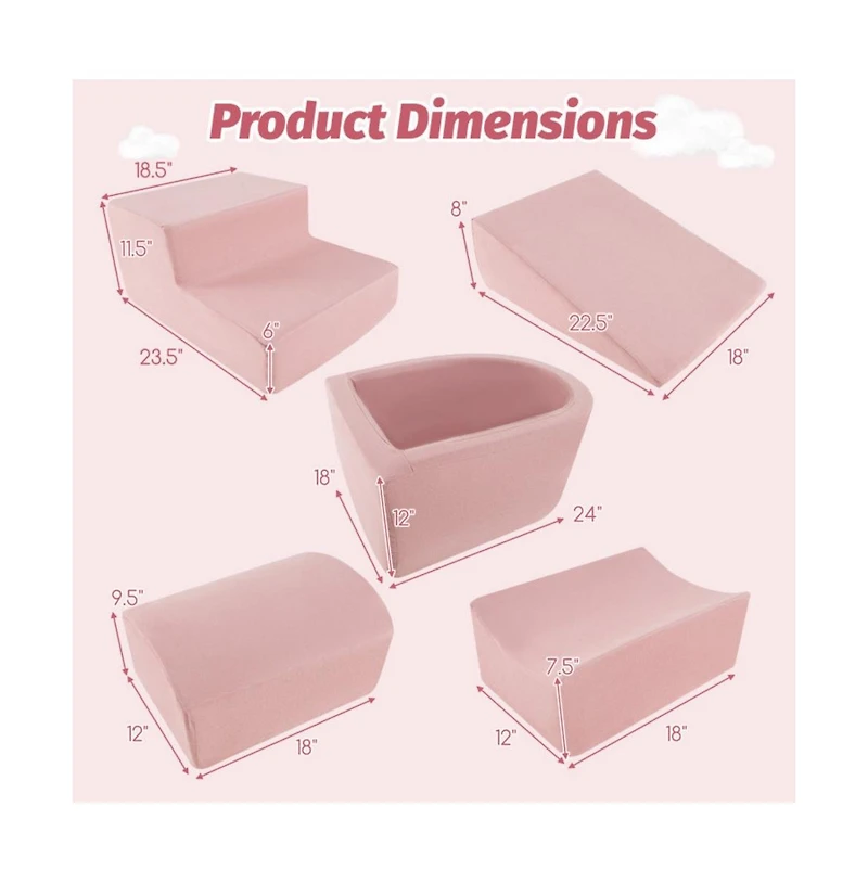 Hongge Kid's Soft Climbing Blocks Set with Slide Step Shapes and Ball Pit for Indoor Play