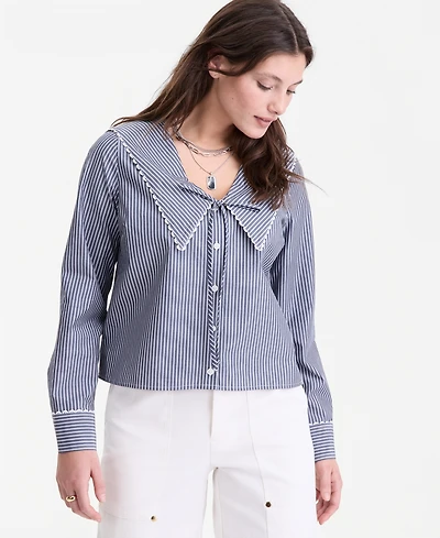 On 34th Women's Lace Trim Sailor Collar Long-Sleeve Blouse, Macy's Exclusive