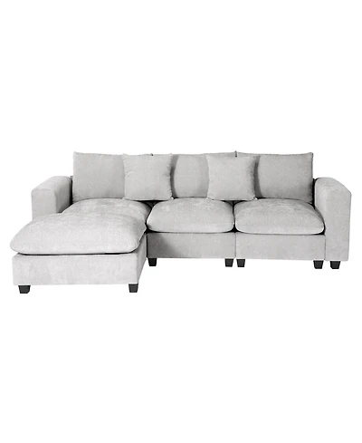 WestinTrends 99" Modular Chenille L-Shaped Sectional Sofa and Chaise With Usb/Type-c Ports and Side Pockets