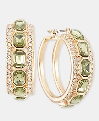 Anne Klein Small Pave & Emerald-Cut Stone Hoop Earrings, 0.6"
