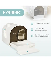 Aostirmotor Covered Cat Litter Box with Lid, Tray & Filter