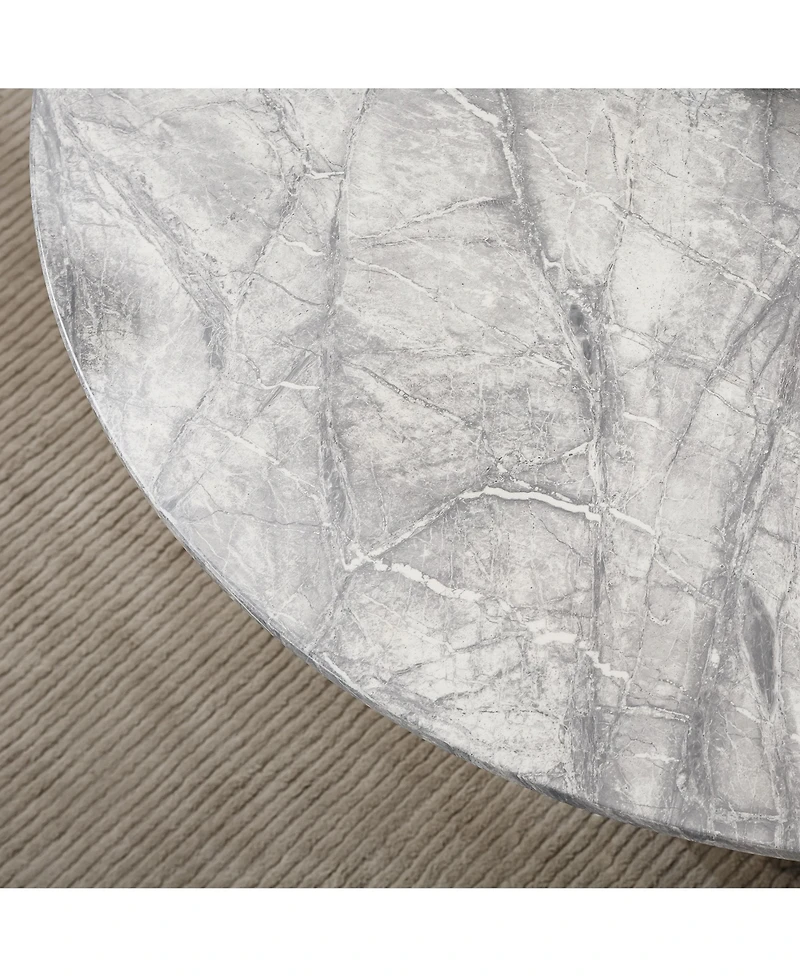 Streamdale Furniture 47" Round Faux Marble Stainless Steel Base Dining Table