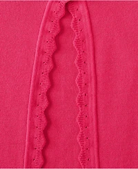 Lands' End Women's Blend Scallop Edge Fitted Cardigan Sweater - Set Top