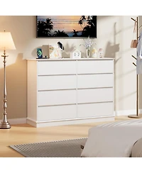 gaomon 8 Drawer Dresser for Bedroom, Wide Wooden Chest of Drawers with Top