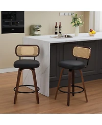 Streamdale Furniture Rattan Counter Height Swivel Bar Stools (Set of 2)