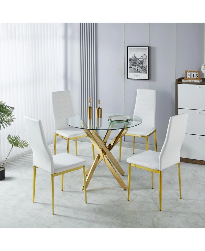 Streamdale Furniture Mid-Century Glass Top Dining Set