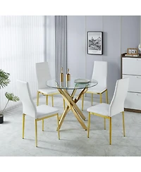 Streamdale Furniture Mid-Century Glass Top Dining Set