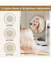 Streamdale Furniture Makeup Vanity with Led Lights, Power Outlet, Drawers & Chair (White