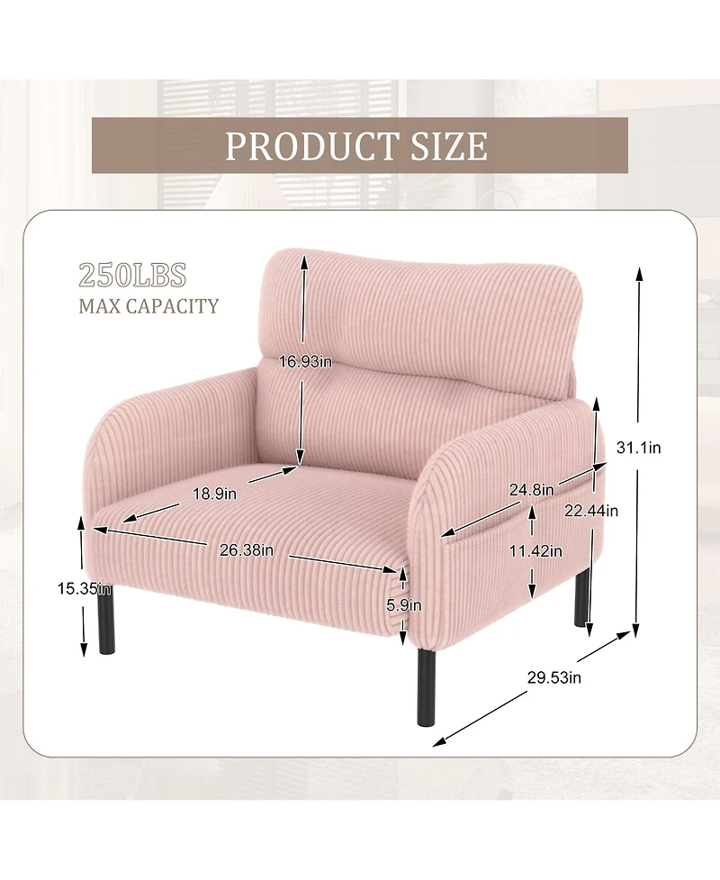 Streamdale Furniture Corduroy Wide Seat Chair