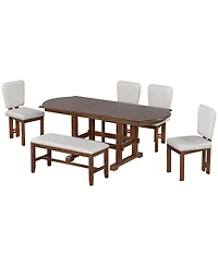 Streamdale Furniture Extendable Wood Dining Table Set with Bench & 4 Chairs