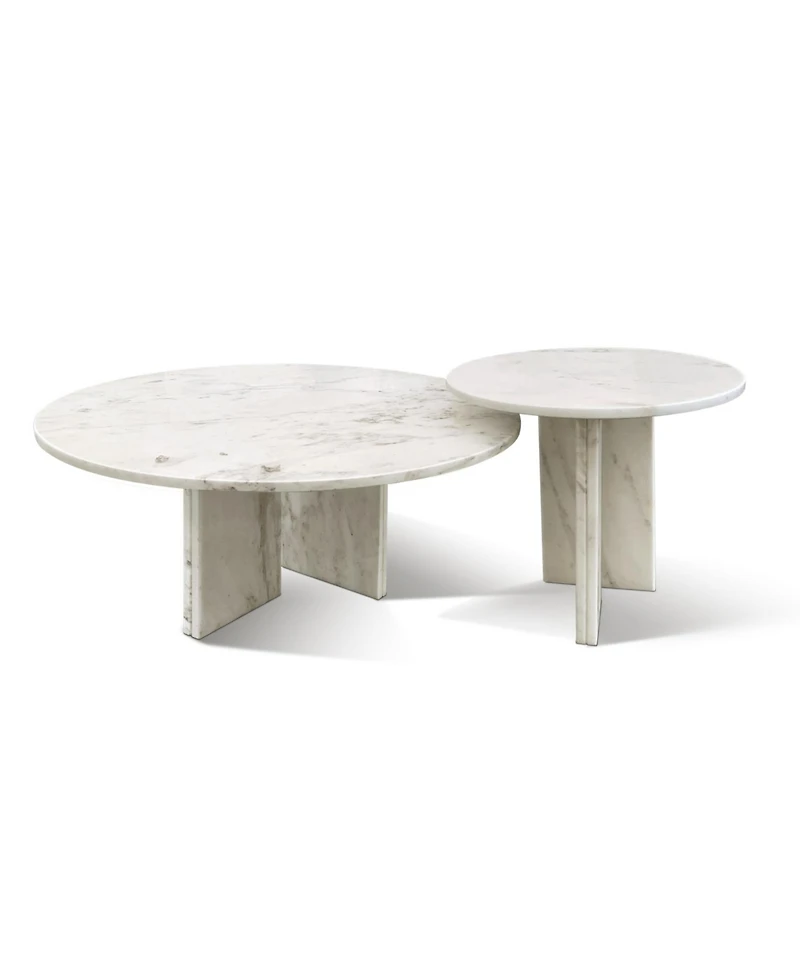 Streamdale White Marble Coffee Table Set - Living Room Tables