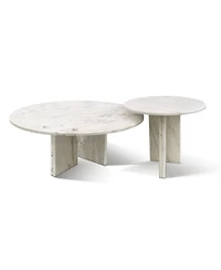 Streamdale White Marble Coffee Table Set - Living Room Tables
