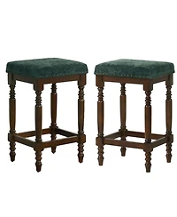 Streamdale Furniture Streamdale Rustic Walnut Counter Stools (Set of 2) - 26 Inch, Padded Seat