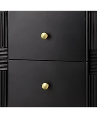 Streamdale Furniture Modern Black Nightstand with Fluted Drawers & Gold Accents