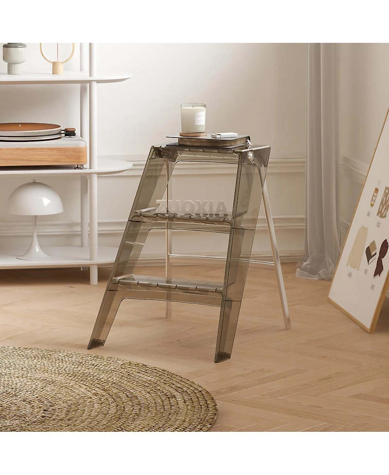 Streamdale Folding Ladder Stool - Brown, Multi-Functional, Anti-Slip
