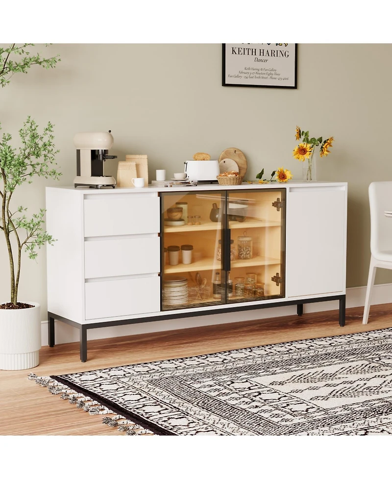 Streamdale Furniture Buffet Cabinet with Storage White