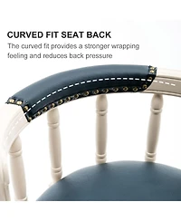 Streamdale Furniture Bar Stools Seat Height 26" Leather Wooden Bar Stools(White-blue 1pc)