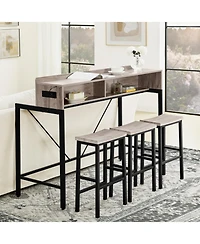 Streamdale Furniture 59" Bar Table Set with Power Led & 3 Stools