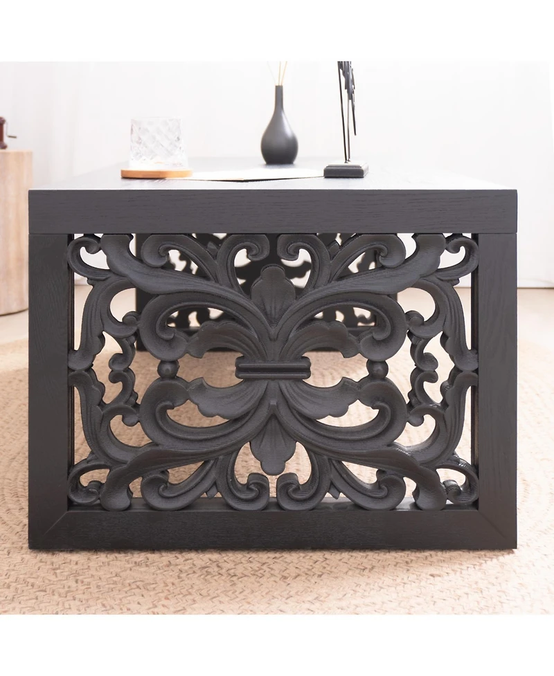 Streamdale Furniture Carved Wood Coffee Table - Ornate Side Panels