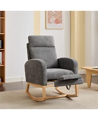 Streamdale Furniture Teddy Rocking Chair with Wood Legs & Side Pocket