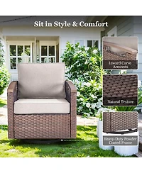 Gymojoy Farmhouse 2-Piece Pe Wicker Outdoor Rocking Chair with Olefin Cushions/Metal Armrest