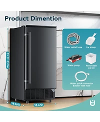 Euhomy 80-lb/Day Freestanding Cubed Ice Maker in Black with Auto-Cleaning