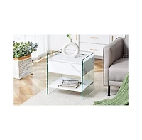 Streamdale Glass and Mdf Bedside Table with Drawers