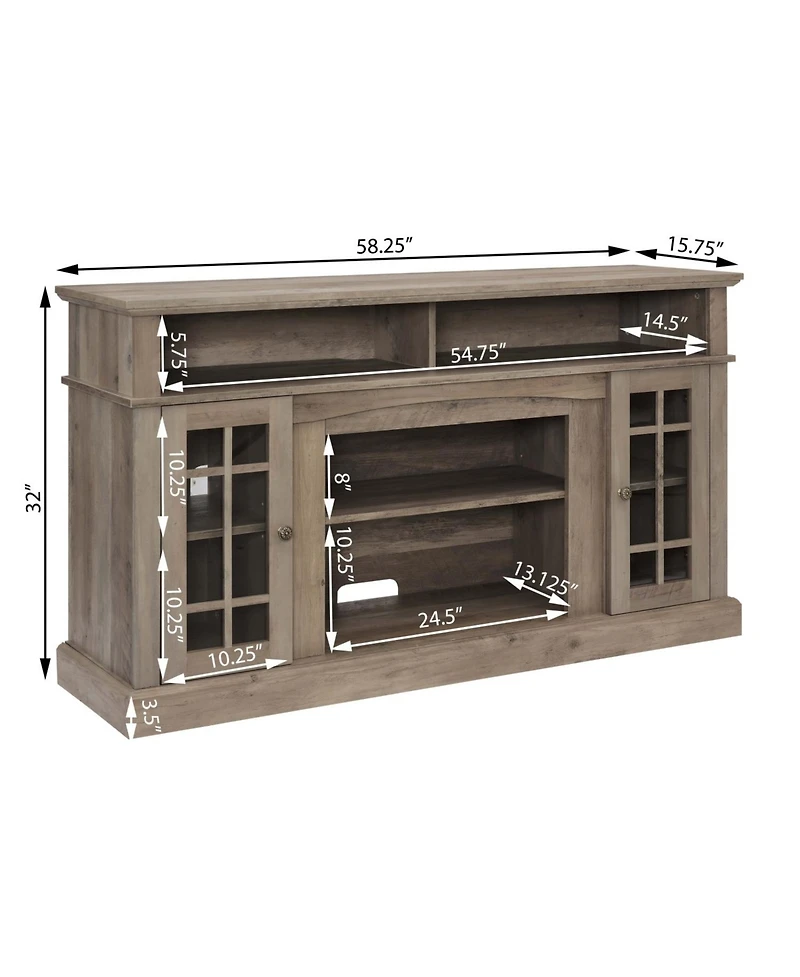 Streamdale Furniture Gray Wash Tv Stand with Fireplace for TVs up to 65"