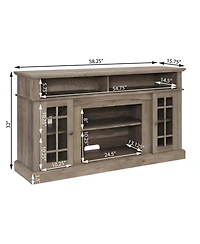 Streamdale Furniture Gray Wash Tv Stand with Fireplace for TVs up to 65"